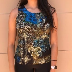 Gold & Blue Iridescent Vintage Top Sz M